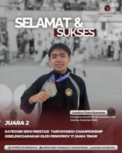 Mahasiswa Arsitektur UIN Malang Raih Juara 2 Kejurprov Taekwondo Jawa Timur 2026